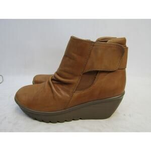 Skechers Womens Size 8 Brown Leather Chelsea Wedge Ankle Fashion Boots